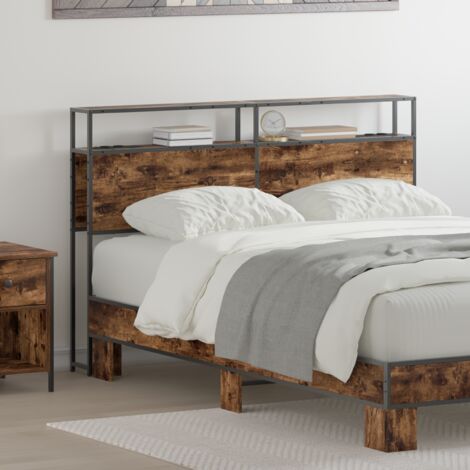 Stauraum-Kopfteil mit Regal Räuchereiche 140 cm Holzwerkstoff vidaXL