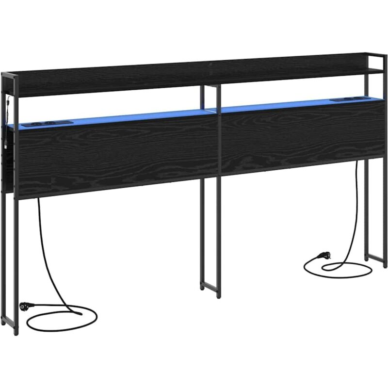 Stauraum-kopfteil Mit Regal Schwarze Eiche 180 Cm Holzwerkstoff Vidaxl