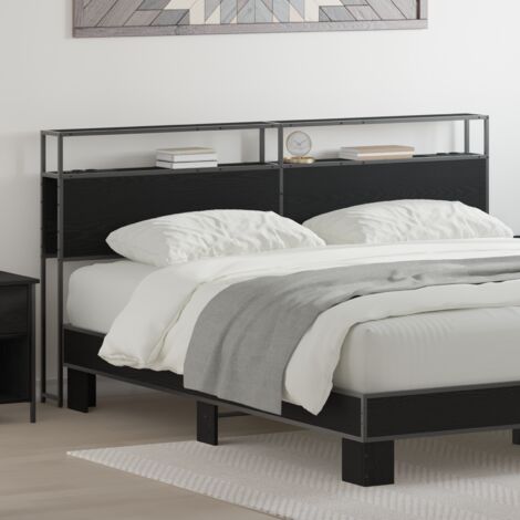 Stauraum-Kopfteil Schwarz Eichen-Optik 180 cm Holzwerkstoff vidaXL