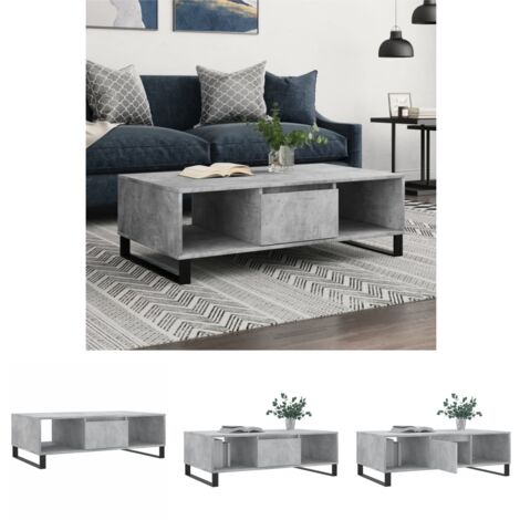 Stauraum - vidaXL Couchtisch Betongrau 104x60x35 cm Holzwerkstoff - Holzwerkstoff Couchtisch