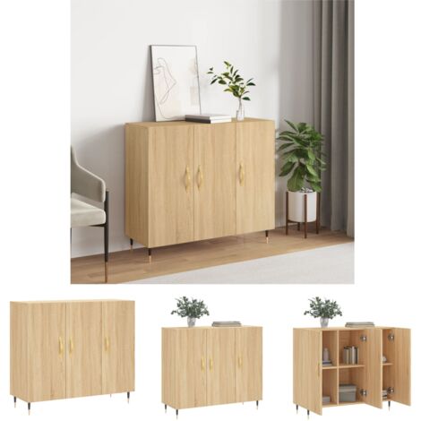 Stauraum - vidaXL Sideboard Sonoma-Eiche 90x34x80 cm Holzwerkstoff - Holzschrank