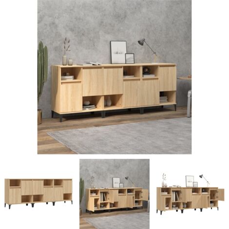 Stauraum - vidaXL Sideboards 3 Stk. Sonoma-Eiche 60x35x70 cm Holzwerkstoff - Wandhalterung