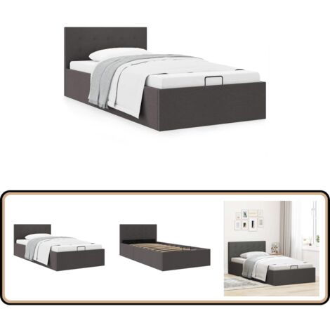Stauraumbett Hydraulisch Dunkelgrau Stoff 100×200 cm - Stauraumbett - Boxspringbetten - Doppelbett - Einzelbett - Schlafraum