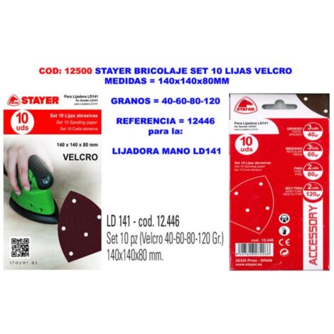 Stayer - Settembre 10 lijas 140x140x80mm - 40-60-80-120 ld 141 gr / set 10 sandpapers / set 10 papiers de verre settembre 10 lijas 140x140x80mm - gr40-60-80-120 ld 141 / set di 10 carte abrasive / s