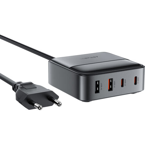Stazione di alimentazione da tavolo Z6 GaN con 2 porte USB-A e 2 porte USB-C PD da 65 W - Nero