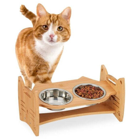 Stazione di alimentazione per gatti regolabile in altezza