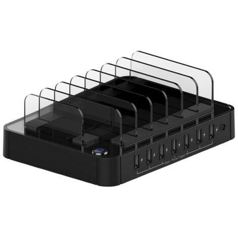 Stazione di Ricarica USB Roline 19.07.1051 con 7 Porte USB, Corrente di Uscita Massima 2400 mA, Adattatore da Parete
