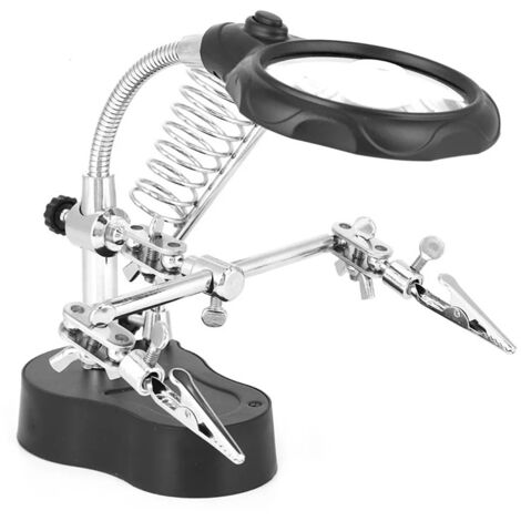 Stazione di saldatura con lente d'ingrandimento con luce LED regolabile, ausilio manuale, terzo morsetto di saldatura ausiliario