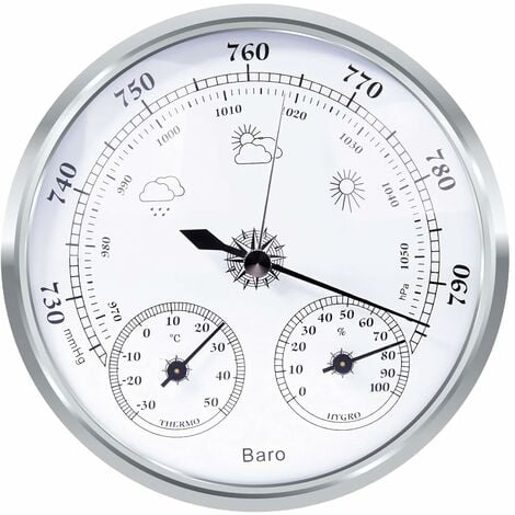 Stazione meteorologica analogica in Acciaio Inox - con barometro, termometro  e igrometro - da Interni ed Esterni : : Giardino e giardinaggio