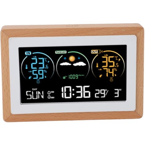 Stazione meteorologica, termometro digitale wireless regolabile per la casa, ampio display a colori, orologio meteorologico digitale per interni ed esterni