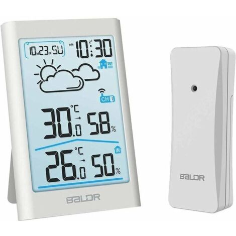 Stazione meteorologica wireless con sensore esterno, termometro digitale, igrometro per interni ed esterni, termometro ambiente.