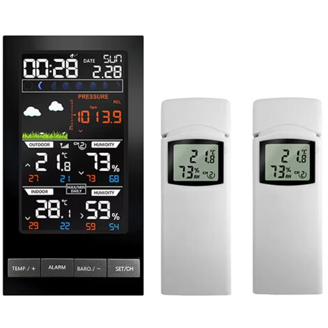 Stazione meteorologica wireless intelligente con 2 sensori, termometro digitale per interni ed esterni e igrometro, perfetta per l'ufficio domestico
