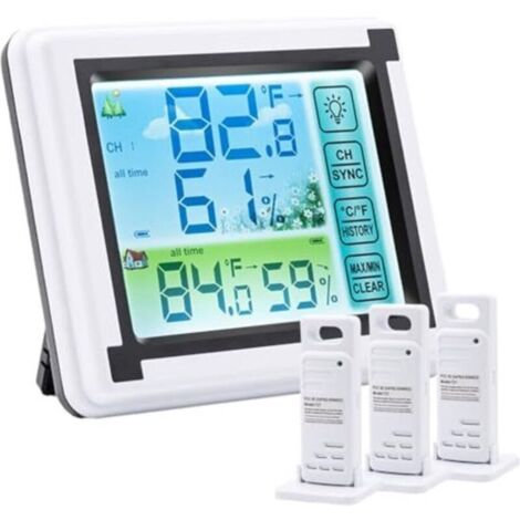 Stazione meteorologica wireless per esterni con sensore - Funziona con 8 batterie AAA - Bianco