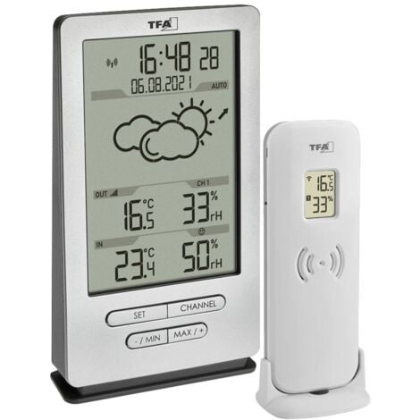 TFA DOSTMANN Stazione meteorologica XENA H145xL82xP47mm plastica argento per interni/esterni con
