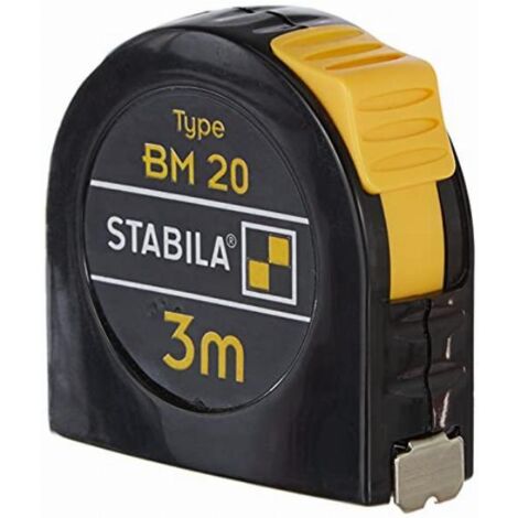 STB16445 - Flessometro 3 m 13 mm, mod. BM 20, ABS, clip metallica, nastro bianco Classe II