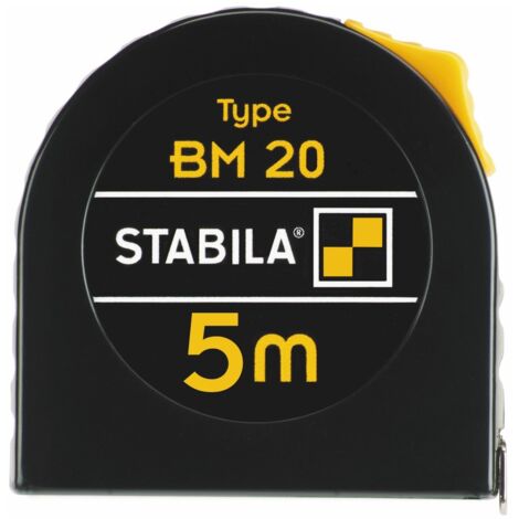 STB16446 - Flessometro 5 m 19 mm, mod. BM 20, ABS, clip metallica, nastro bianco Classe II