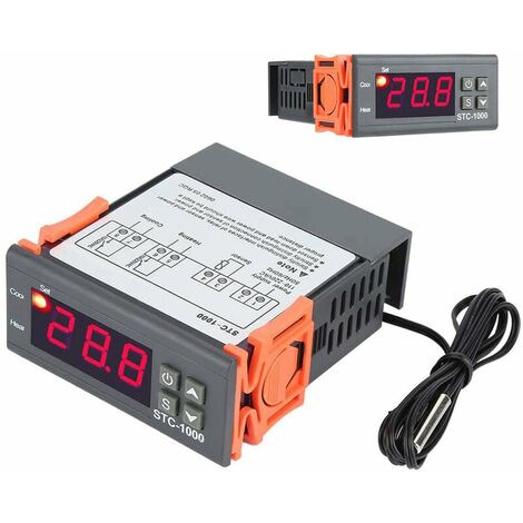 STC-1000 Controlador de temperatura digital 10A Pantalla LED Controlador de temperatura Regulador de termostato con sensor (DC 12V)