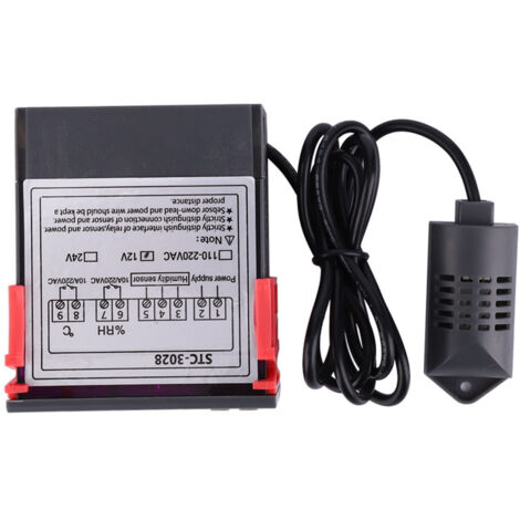 STC-3028 Misuratore di temperatura e umidità con display digitale con sensore integrato (12V)