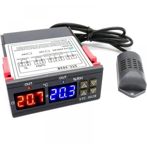 STC-3028 Numérique Température Humidité Contrôleur 110-220 V Thermostat Humidificateur avec Sonde de Capteur D'humidité Capteur pour Chauffe-Eau Réfrigérateur