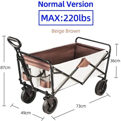 (STC220LBS-mika) Chariot de plage pliable et utilitaire, robuste et grande capacité, pour extérieur, jardin et camping.