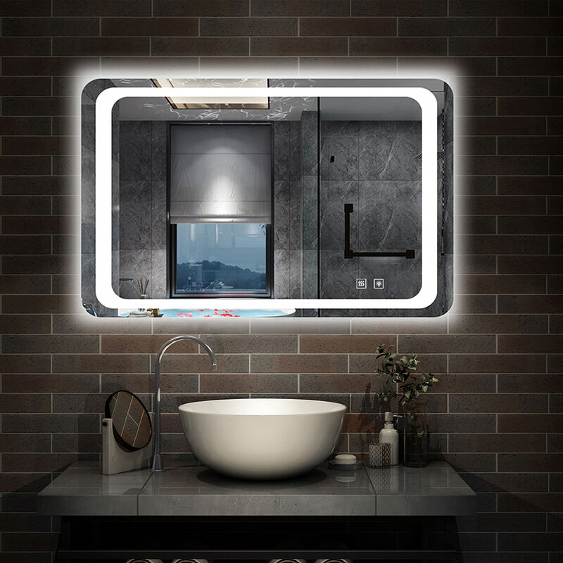 800x600 Illuminated Bathroom Mirrors led Lights,Fog Free ,Dual Touch Sensor Switch,Wall Hung