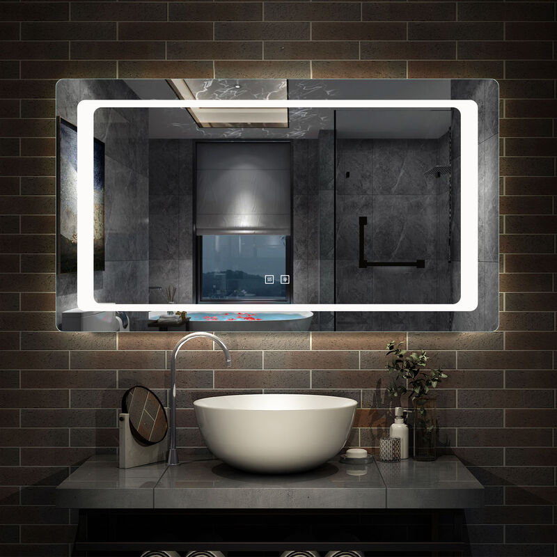1200x700 Illuminated Bathroom Mirrors led Lights,Fog Free ,Dual Touch Sensor Switch,Wall Hung Large Size