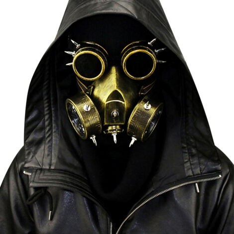 Steampunk-Gasmaske mit Schutzbrille und Stacheln für Skelettkrieger-Cosplay