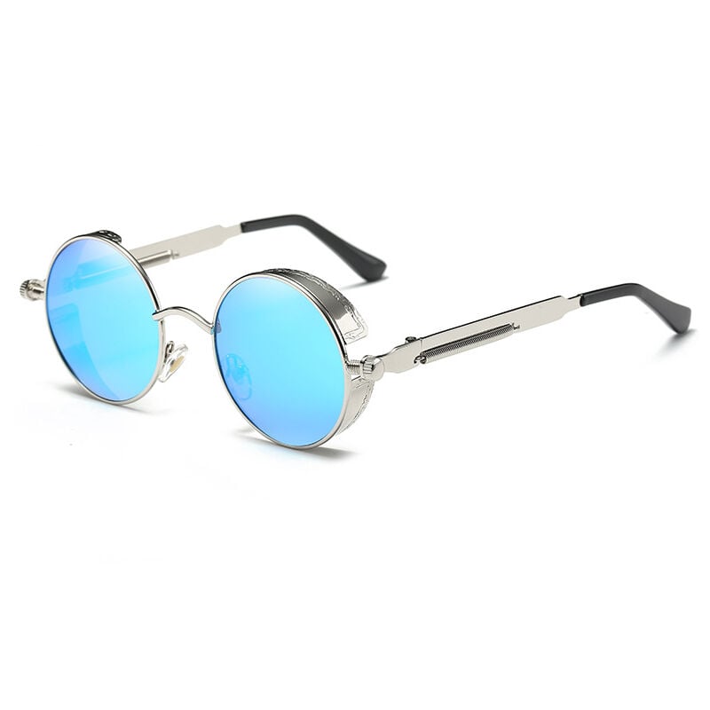 Fei Yu - Steampunk-sonnenbrille Herren Zirkular Polarisierte Sonnenbrille Retro Retro Hippie Sonnenbrille Damen Metallrahmen