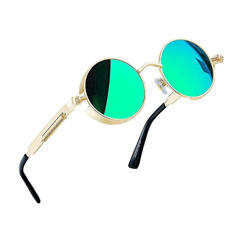 Fei Yu - Steampunk-sonnenbrille Herren Zirkular Polarisierte Sonnenbrille Retro Retro Hippie Sonnenbrille Damen Metallrahmen