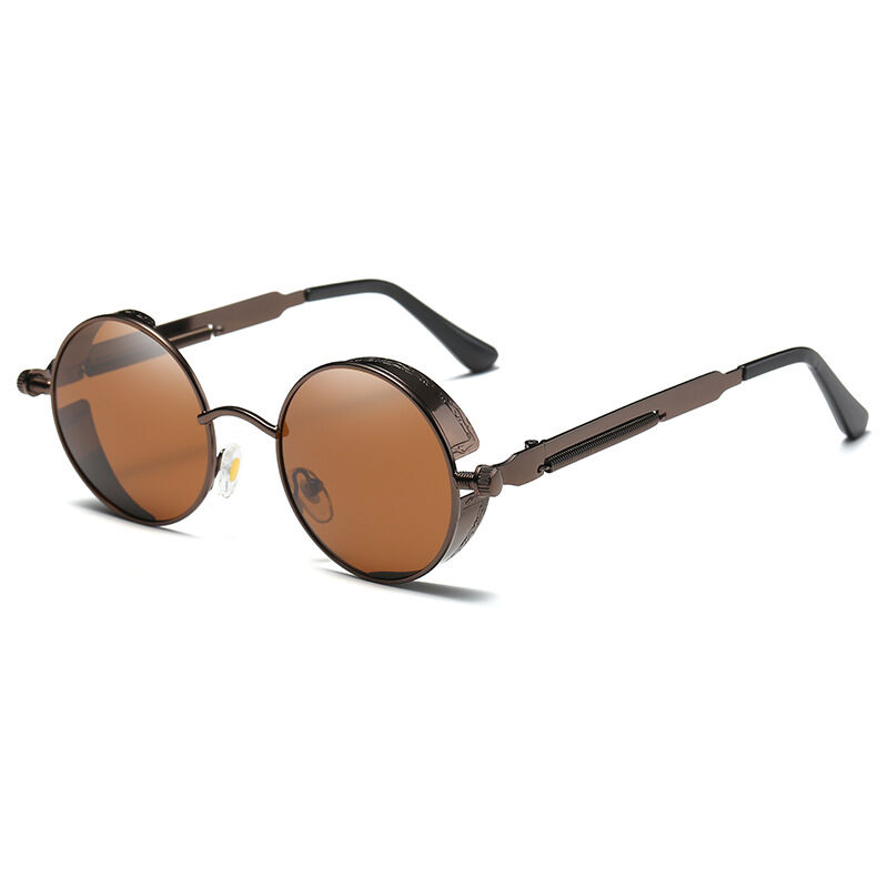 Fei Yu - Steampunk-sonnenbrille Herren Zirkular Polarisierte Sonnenbrille Retro Retro Hippie Sonnenbrille Damen Metallrahmen
