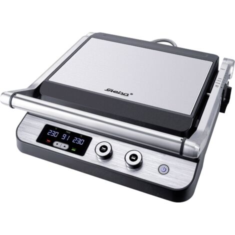 STEBA 187200 FG120 Grill de contact - 1800 W - Surface de cuisson antiadhésive: 2 x 27 x 24 cm - Inox et noir