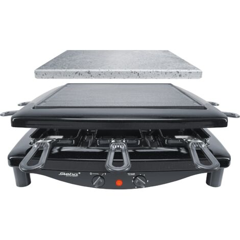 Steba RC 3 Plus Gourmet Raclette Quadrata con Griglia e Pietra, 1450 W, Nero, Premiato Emporio 11/2009