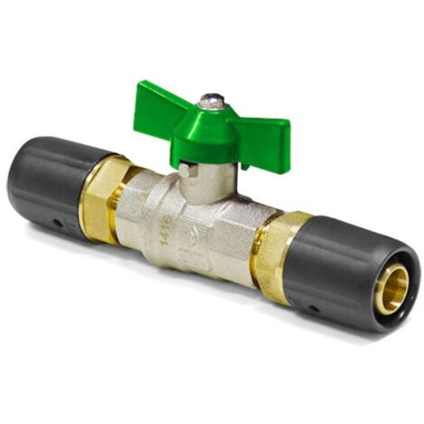 Steck-Kugelhahn 16 x 2 mm für Trinkwasser - Flügelgriff grün für Mehrschicht-Verbundrohr