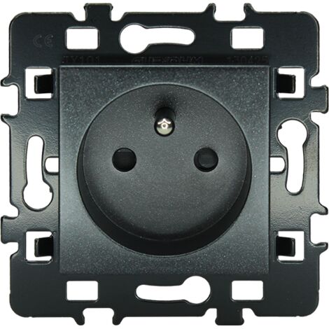 Steckdose 2P+T 16A - Mit Abdeckung / Montageschild - ESPRIT Anthrazit - Ohne Kratzer