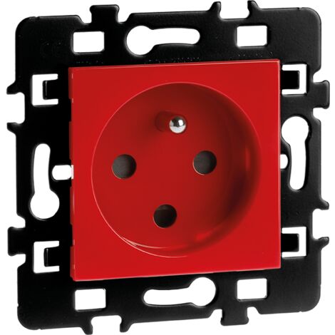 Steckdose 2P+T 16A rot, mit Sicherung + Abdeckung