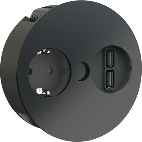 Steckdose mit USB TWIST - schwarz matt