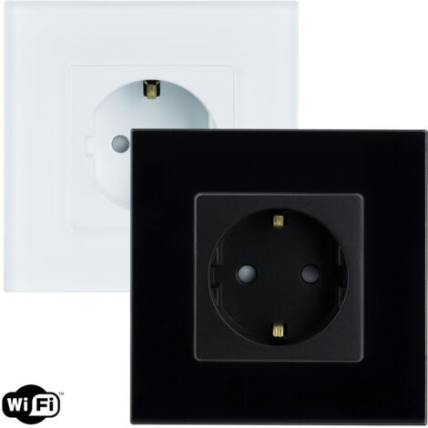 Steckdose Schuko Typ-F WiFi mit Glasrahmen Modern Weiß