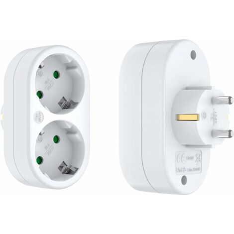 READCLY Steckdosenadapter, 2 Stück Wandsteckdosenleiste, Adapterstecker, Schutzkontaktsteckdose, Mehrfachsteckdose ohne Kabel, Steckdosenverteiler für Zuhause, Büro, Reisen, Weiß-longziming