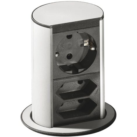 Steckdosenelement Elevator 1 x Schuko.- 2x Eurosteckdose, Edelstahl Effekt