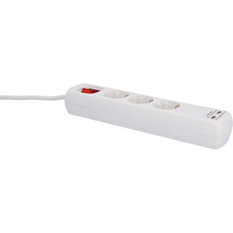 Steckdosenleiste 3-fach 2 x USB weiß Schutzkontaktsteckdosen Kabellänge: 1,4 m