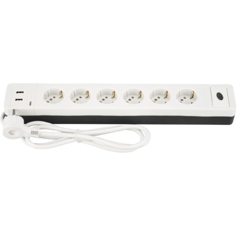 Steckdosenleiste COMBINI 6-fach weiß mit USB und ÜSS