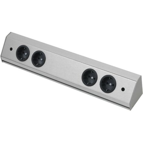 Steckdosenleiste Corner Compact 230 V, max.3500 Watt, L 460 mm, Edelstahl Effekt
