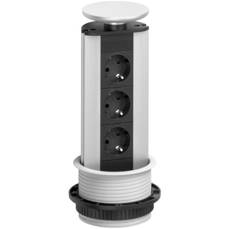 Steckdosenleiste EVOline Port 3x Schuko Wippdeckel alufarbig