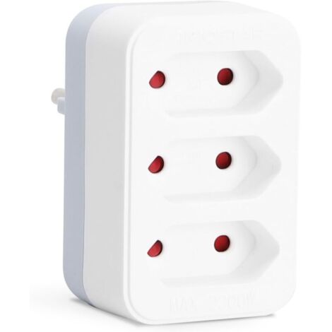 Steckdosenleiste für europäische Stecker, 3-fach-Adapter, 3 europäische Steckdosen, Kindersicherung, 2300 W, weiß