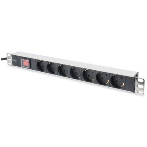 Steckdosenleiste für Rack-Schränke (PDU) 19 Zoll 7x Schuko, beleuchteter Schalter DN-95402