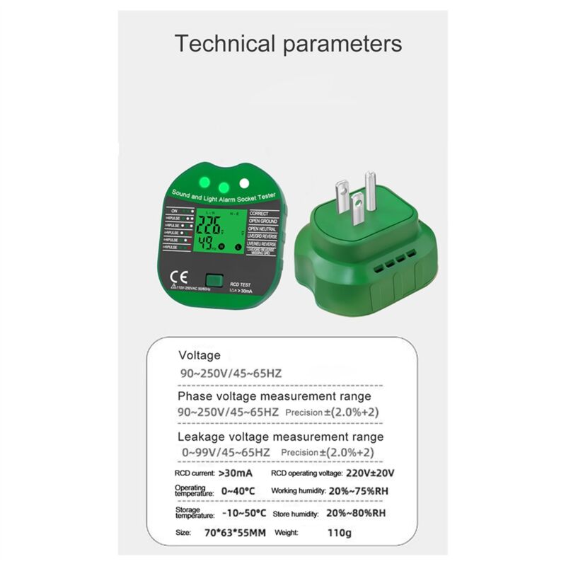 Image of Tlily - Steckdosentester Spannung rcd Leckagetest Smart Detector us Stecker a
