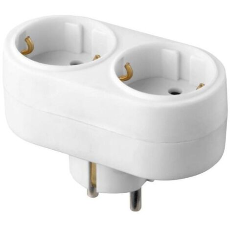 Stecker de Leistung Max 3680 Watt - Splitterstecker - Stecker de horizontale Verteilung - Adapter de Stecker 2x Schuko-Stecker - White