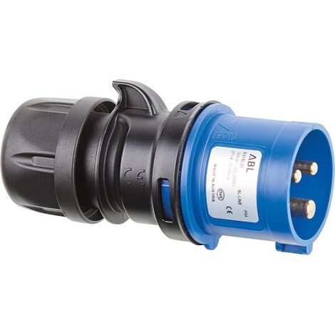 Stecker IP44, 3-polig, 16 A 230 V - blau/grau - Schraubklemmen