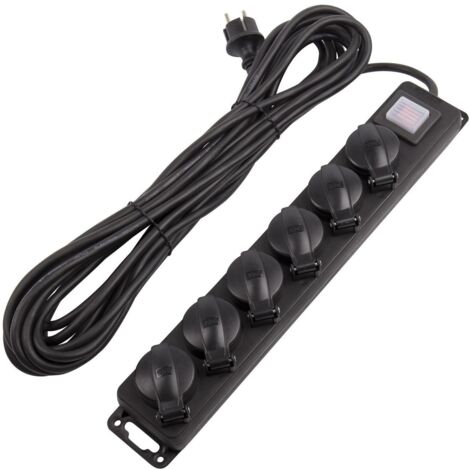 Steckerleiste 6 Schuko Steckdosen Tyo F 10m IP44  Schwarz