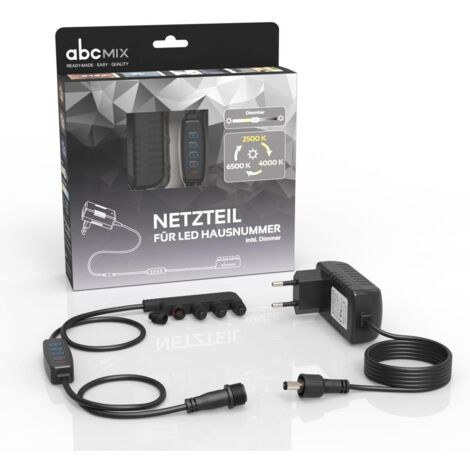 Steckernetzteil mit Dimmer & Lichtfarbenschalter für bis zu 4 LED Hausnummern 24W 12V